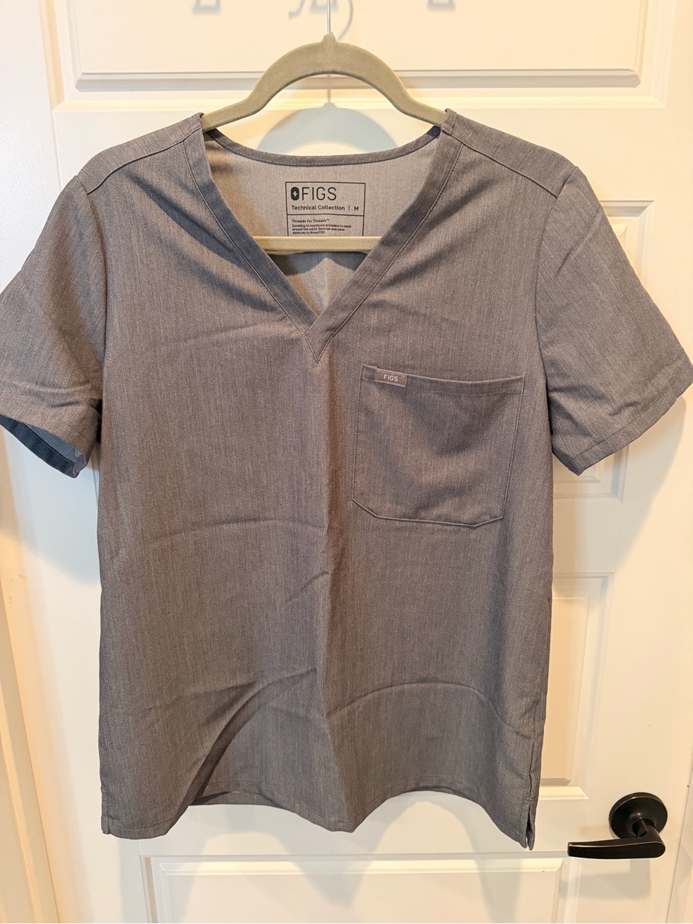 Figs Men’s Heather Gray V-Neck Medical Polo